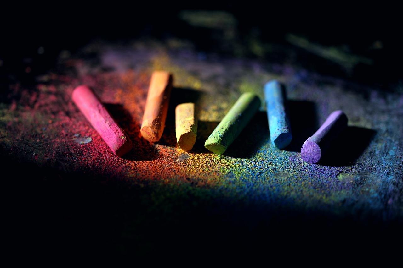 chalk, colorful, dust